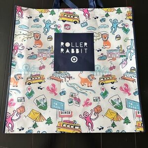Roller Rabbit Multicolor Novelty Print Tote - Navy Logo